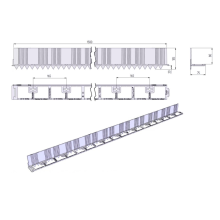Пластиковый бордюр FlexCurb 80 черный с зубьями 1521х75х105 Aquastok 60481