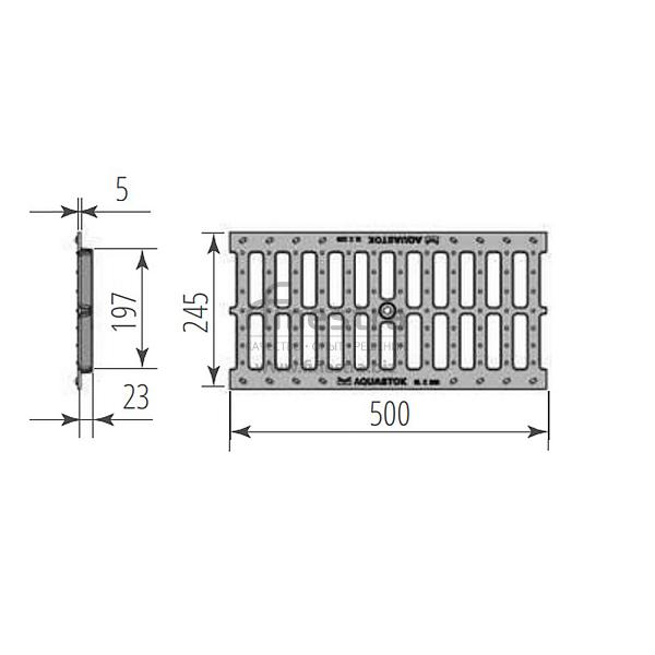 Решетка чугунная щелевая РЧЩ Norma DN200 C250 Aquastok 500х245х23мм 32013С