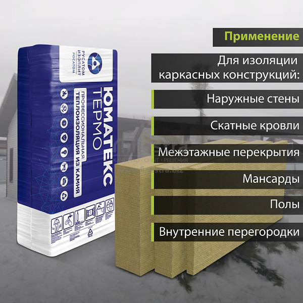 Базальтовая теплоизоляция UMATEX Termo Smart (XL) 100 1200x600мм (0.576м3), уп.