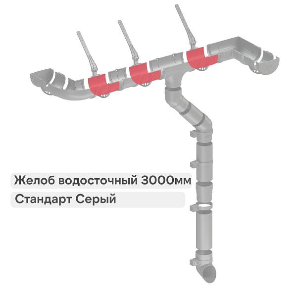 Docke СТАНДАРТ Желоб водосточный 120х3000мм Серый