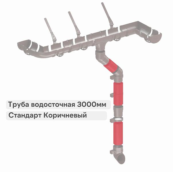 Docke СТАНДАРТ Труба водосточная 80х3000мм Темно-коричневый