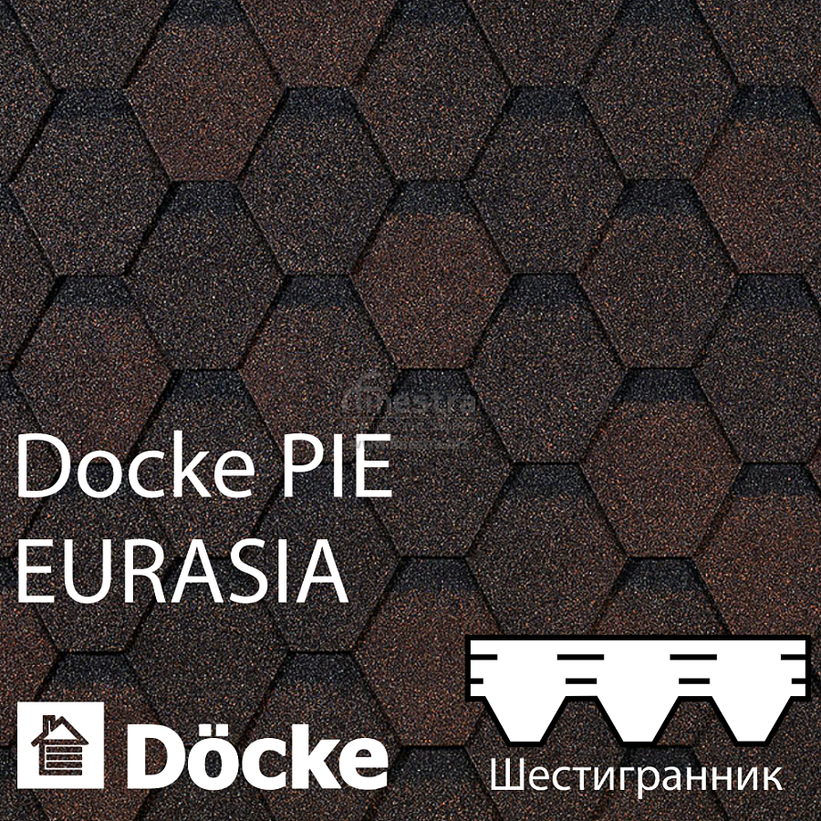 Гибкая черепица Docke PIE EURASIA Шестигранник 3м2/уп