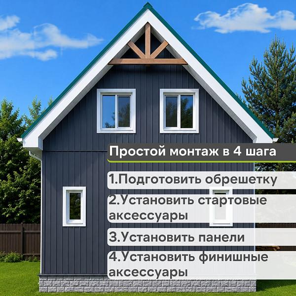 Docke ПРЕМИУМ Вертикальный сайдинг S7 3000х180мм 0,54м2 Графит