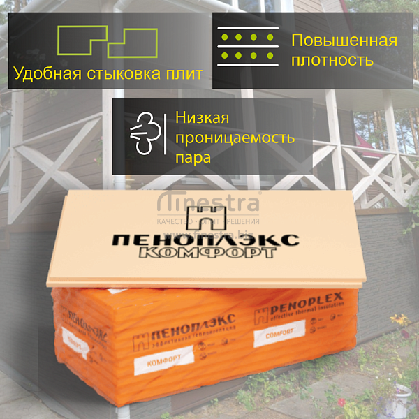 Экструзионный пенополистирол ПЕНОПЛЭКС КОМФОРТ® 30х585х1185 мм  Т-15