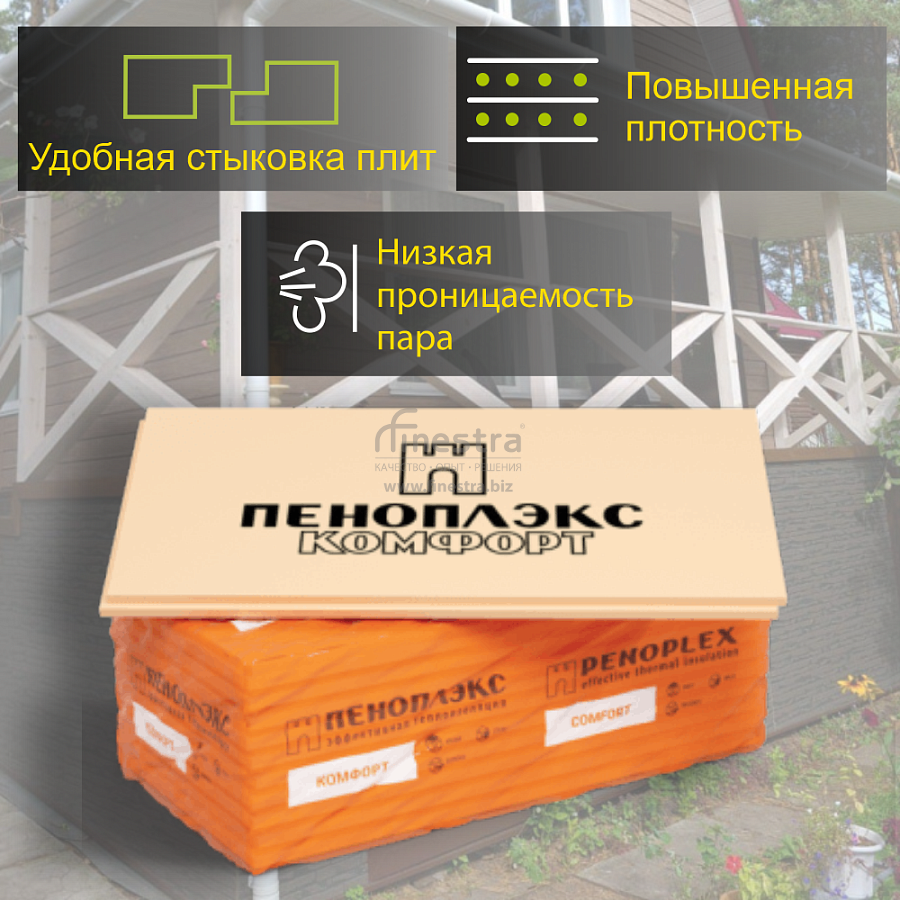 Экструзионный пенополистирол ПЕНОПЛЭКС КОМФОРТ® 30х585х1185 мм  Т-15