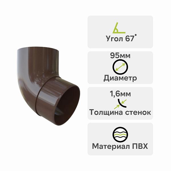 Колено трубы 67° Альта-Профиль "Элит" ПВХ Коричневое