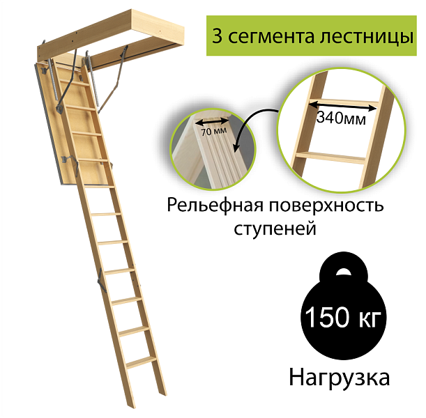 Чердачная лестница Docke ДАЧА 60х120х280см