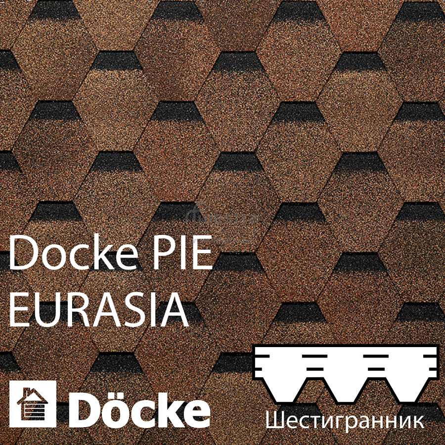 Гибкая черепица Docke PIE EURASIA Шестигранник 3м2/уп