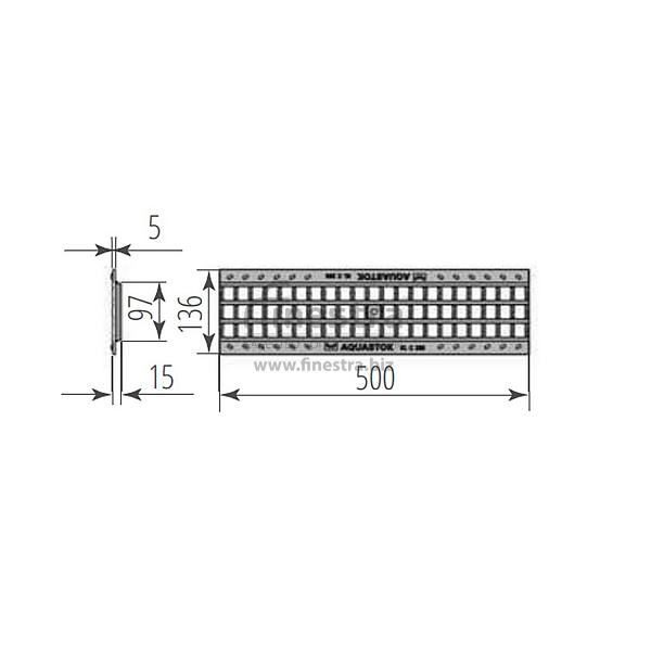 Решетка к лотку пластиковая ячеистая РПЯ DN100 А15 Aquastok Norma 500х136х15мм 310030A