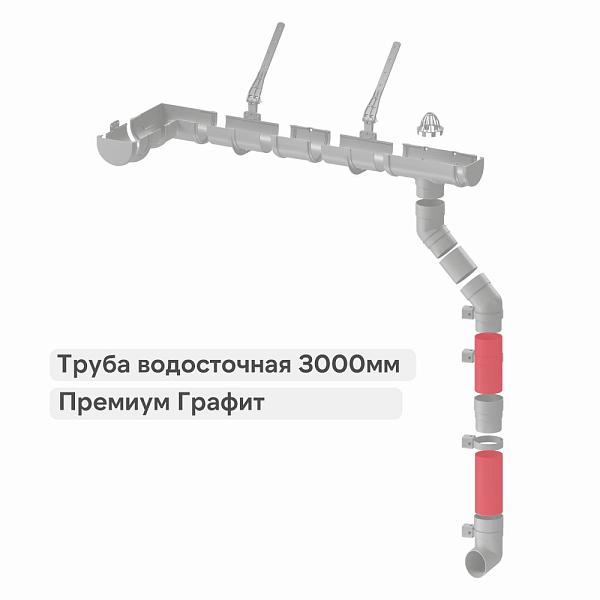Docke ПРЕМИУМ Труба водосточная 3000мм Графит