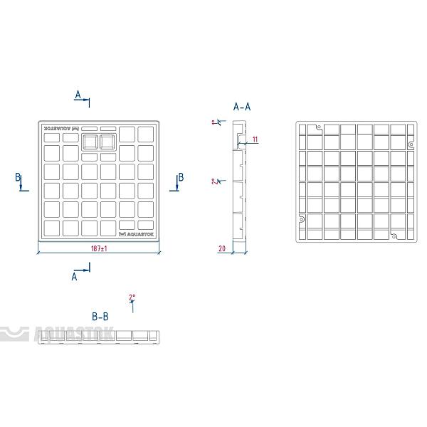 Крышка к дождеприемнику 200x200 пластиковая Aquastok 187x187x20 31852