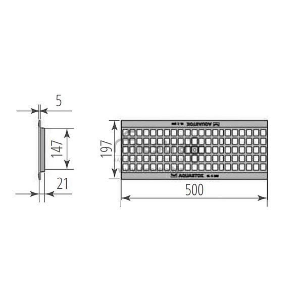 Решетка чугунная ячеестая РЧЯ Norma DN150 С250 Aquastok 500х197х21мм 31523С