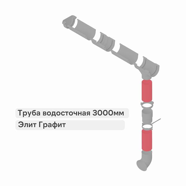 Труба водосточная Альта-Профиль "Элит" ПВХ 3000мм Графит