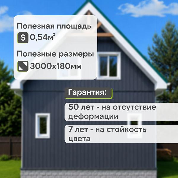 Docke ПРЕМИУМ Вертикальный сайдинг S7 3000х180мм 0,54м2 Графит