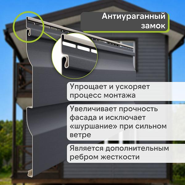 Docke ПРЕМИУМ Сайдинг D4.5D 3600х232мм 0.84м2 Графит