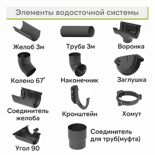 Колено трубы 67° Альта-Профиль "Элит" ПВХ Графит