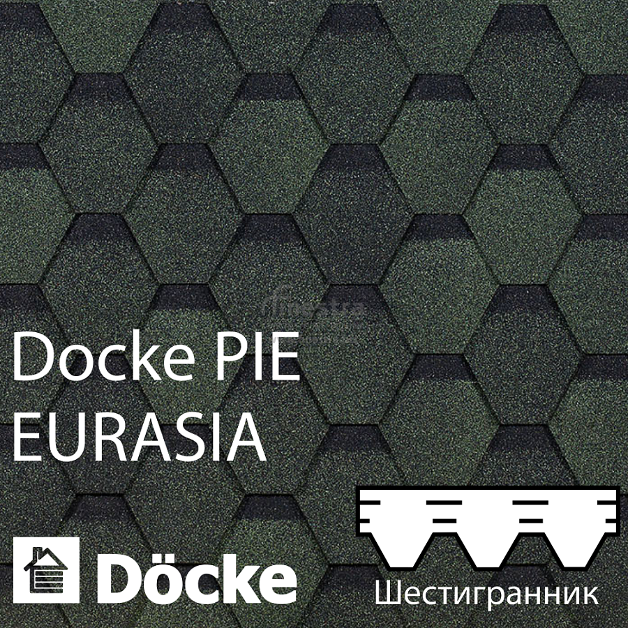 Гибкая черепица Docke PIE EURASIA Шестигранник 3м2/уп
