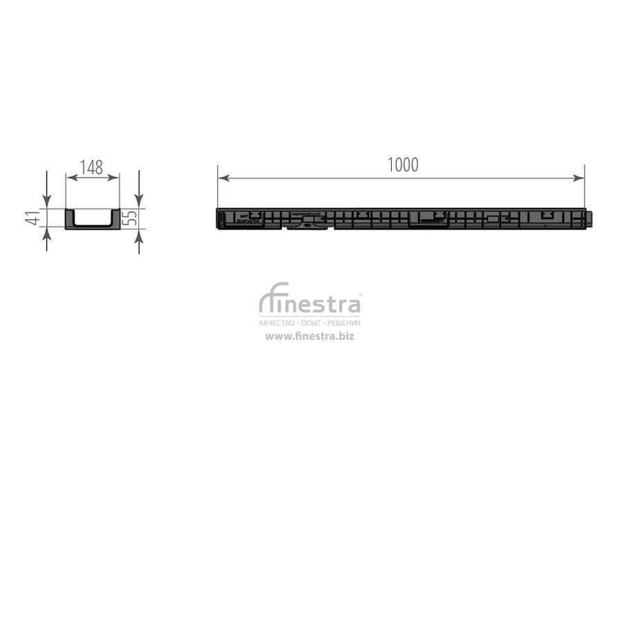 Канал пластиковый DN100 H55 Aquastok Norma 1000х148х55мм 11005