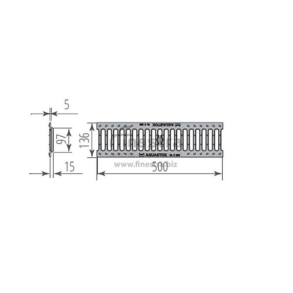 Решетка чугунная щелевая РЧЩ Norma DN100 B125 Aquastok 500х136х15мм 31013В