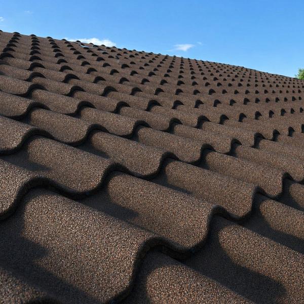 Композитная черепица Stone Cover Андалузия 1280x420х0,45мм 0,46м2 Шоколад (RAL 8017)