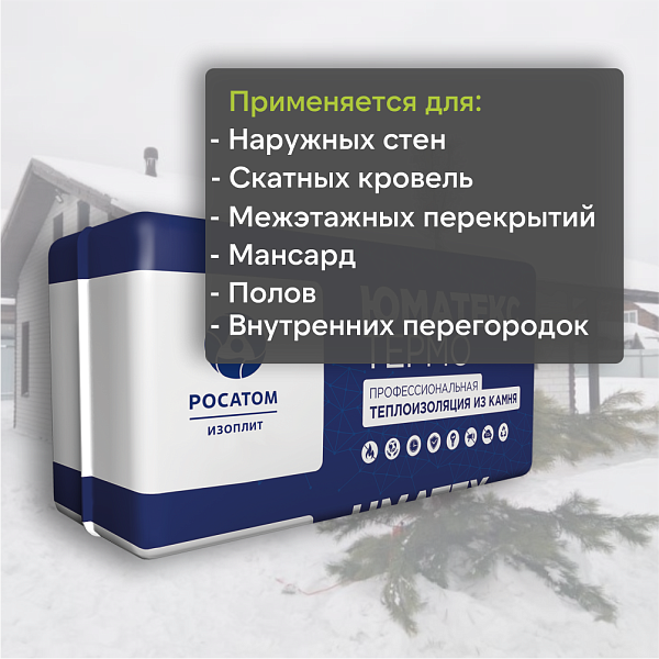 Базальтовая теплоизоляция UMATEX Termo Smart (XL) 100 1200x600мм (0.576м3), уп.
