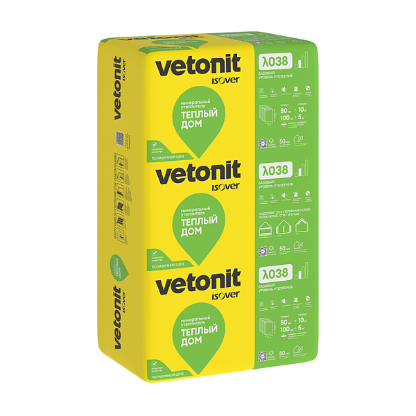 Теплоизоляция Vetonit Теплый Дом Плита 50х610х1170мм  0.5м3  10м2 /Е/Т 63201